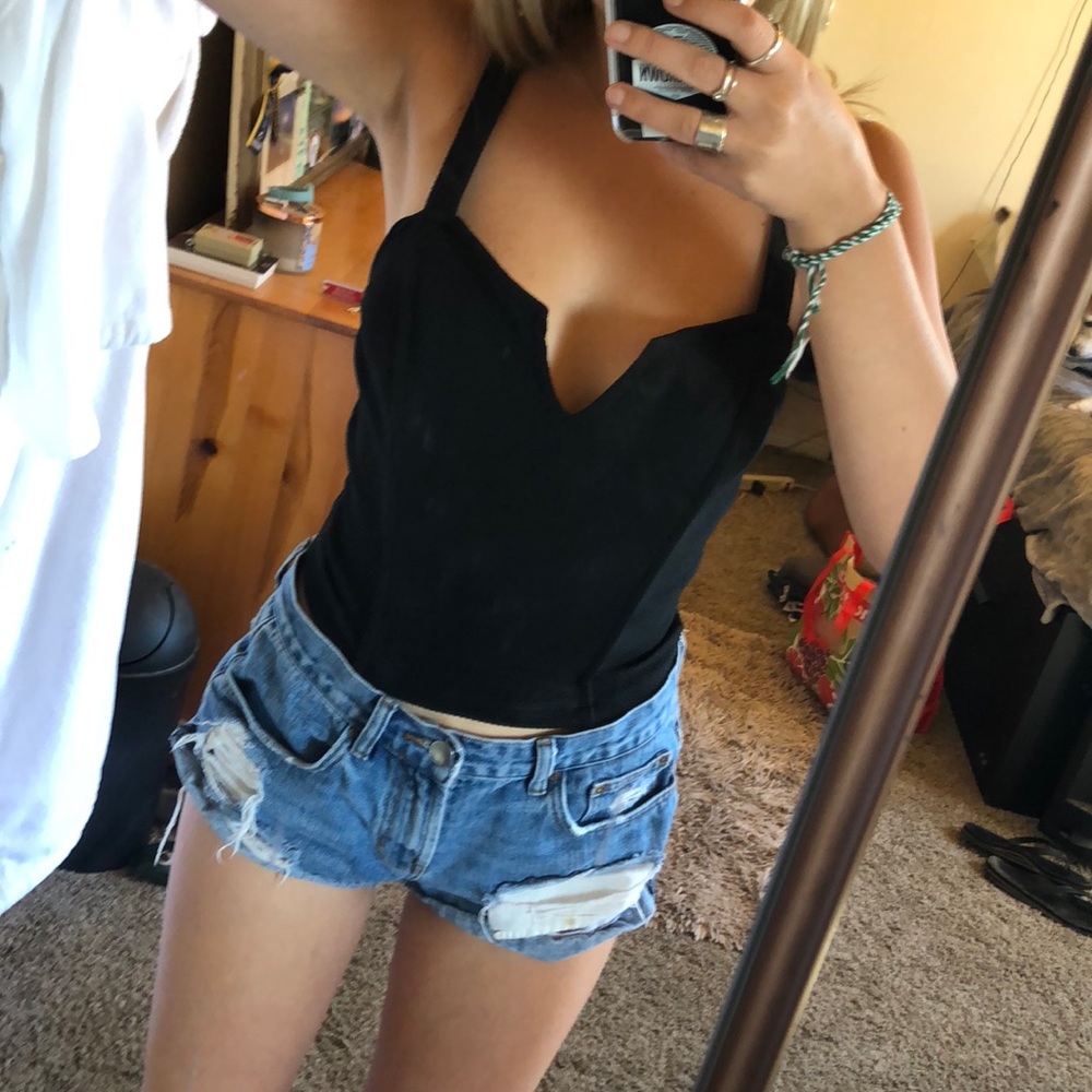 Black bongo corset type tank top